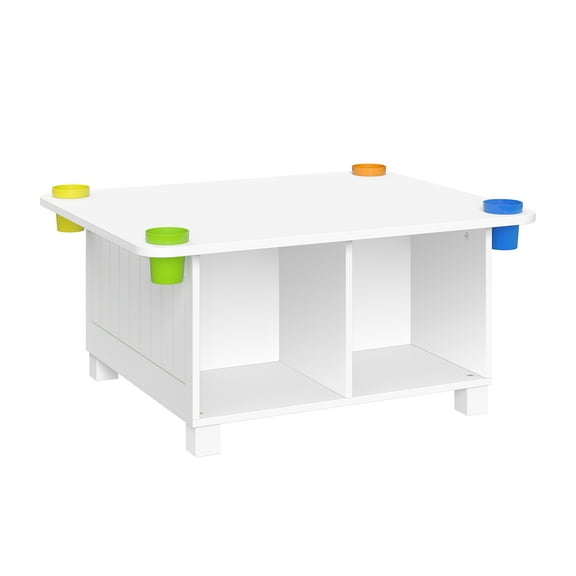 RiverRidge Kids Art Activity Table Desk with 4 Cubbies and 4 Storage Cups - White