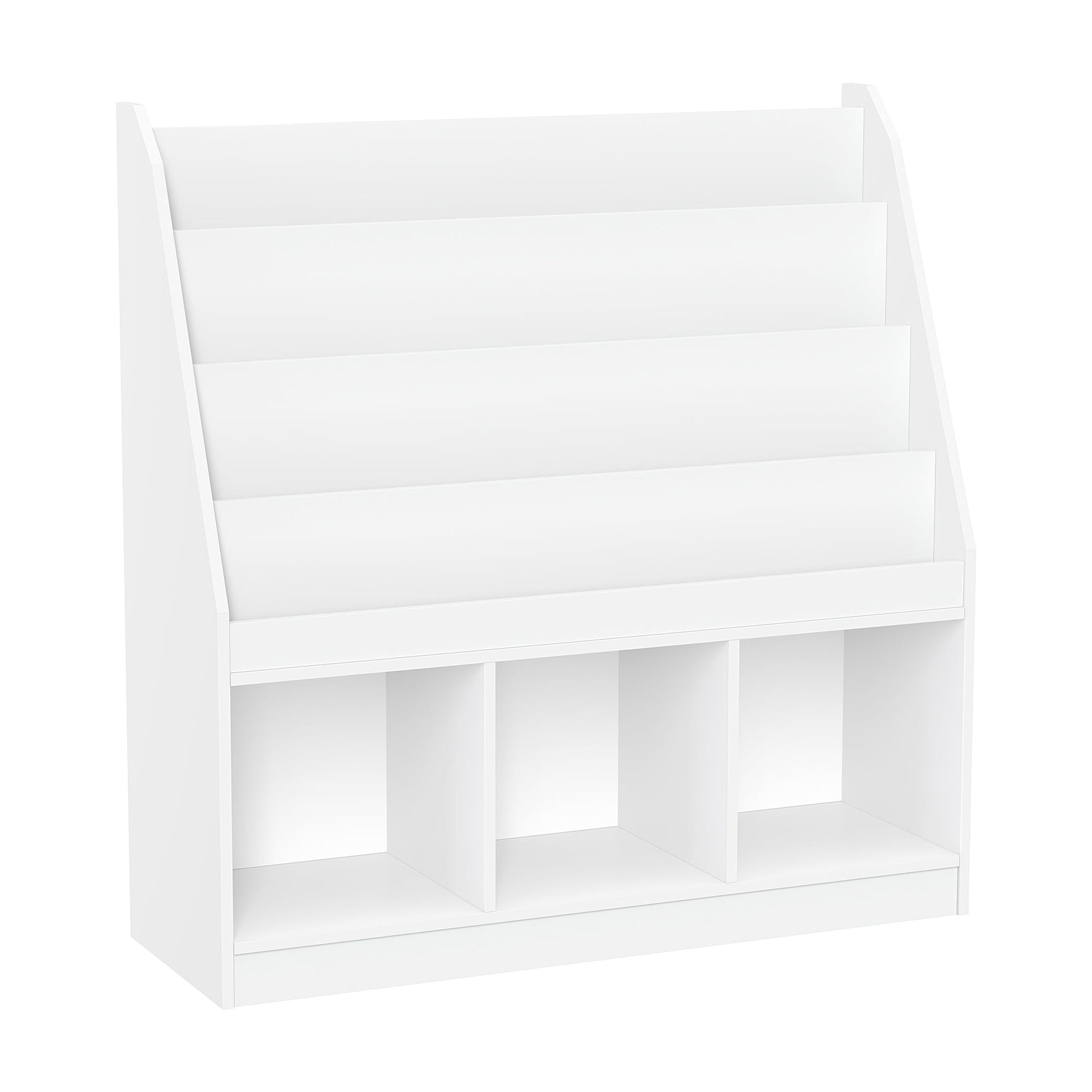 White Adjustable Kids Bookrack with Cubbies