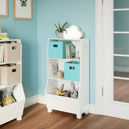 RiverRidge Kids 23in Playroom Bookshelf with Toy Organizer 2 Open Shelves and 2 Aqua Bins