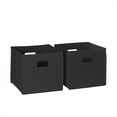 thumbnail image 1 of RiverRidge Kids 2pc Collapsible Cube Fabric Storage Bins with Handles - Black, 1 of 9