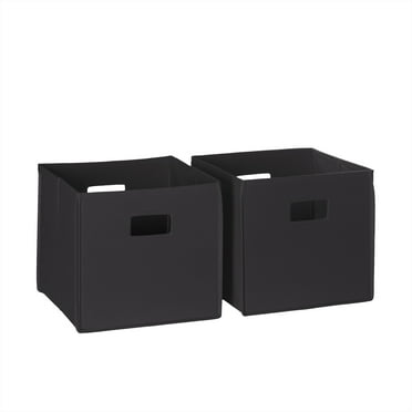 RiverRidge Kids 2pc Fabric Collapsible Storage Cube Organizers with Handles for Playroom Organization - Black