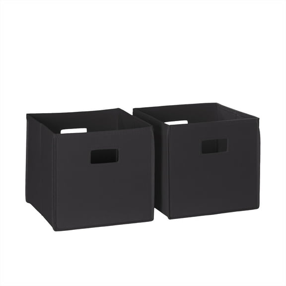 RiverRidge Kids 2pc Collapsible Cube Fabric Storage Bins with Handles - Black