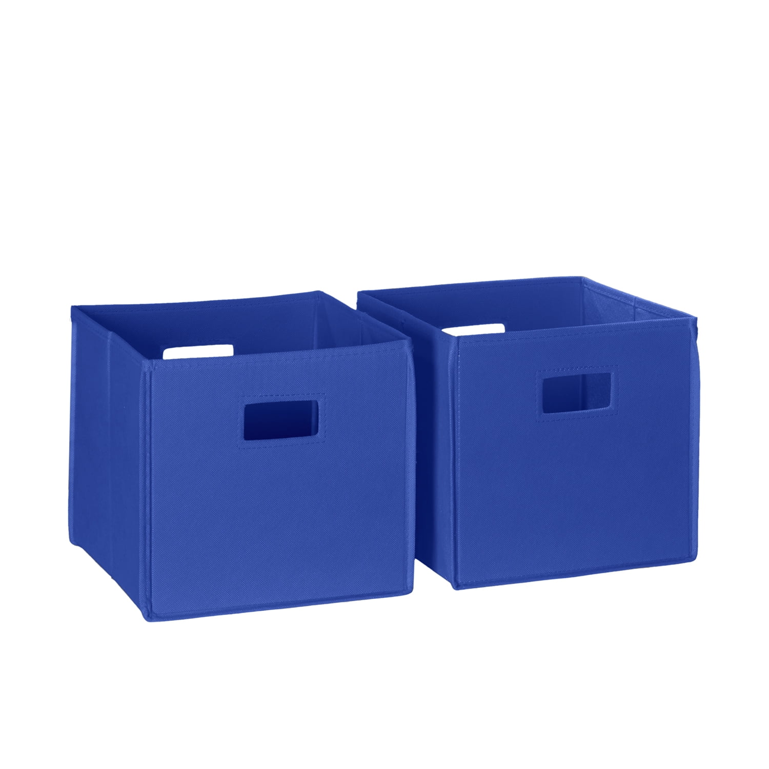 Blue Collapsible Plastic Cube Storage Bins with Handles - Set of 2