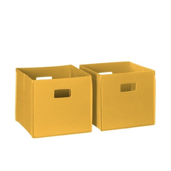 RiverRidge Kids 2pc Collapsible Cube Fabric Storage Bins with Handles - Golden Yellow