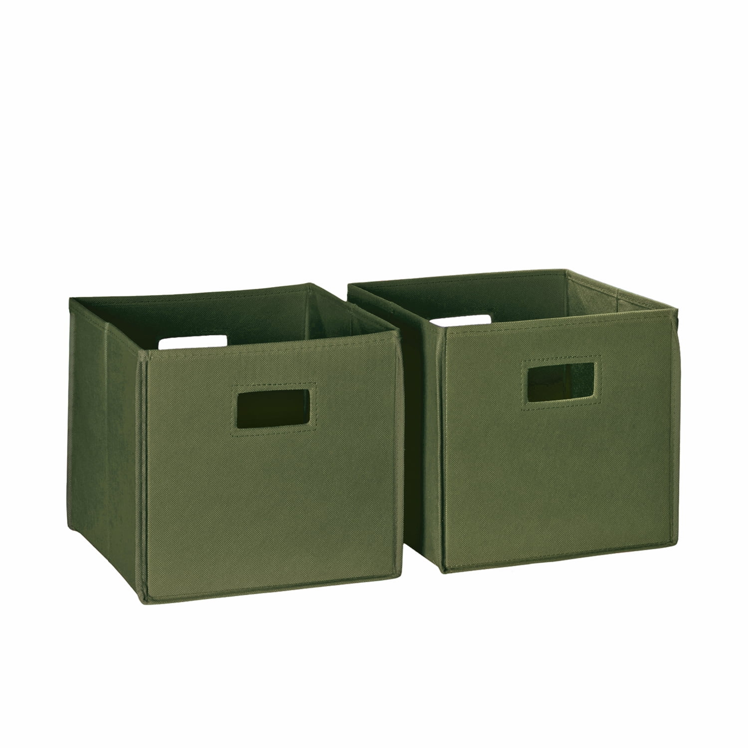 Olive Green Collapsible Plastic Cube Storage Bins, Set of 2