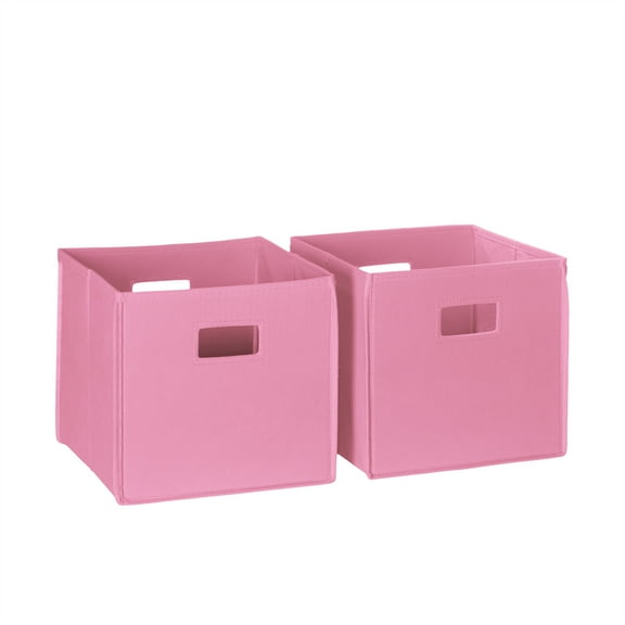 RiverRidge Kids 2pc Collapsible Cube Fabric Storage Bins with Handles - Pink