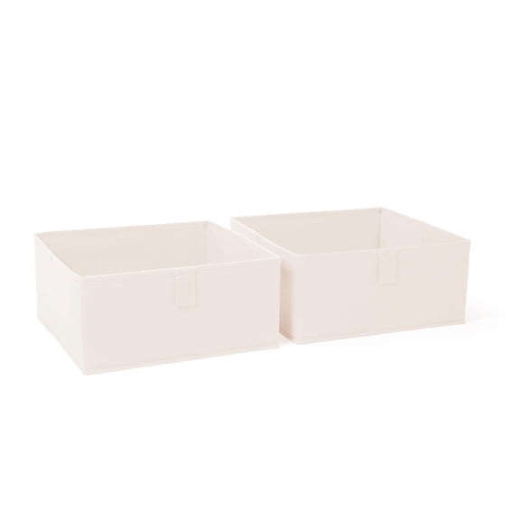 RiverRidge Kids 2pc Folding Storage Bin Set - Cream 10.5”x10.5"x5" Bins with Handles