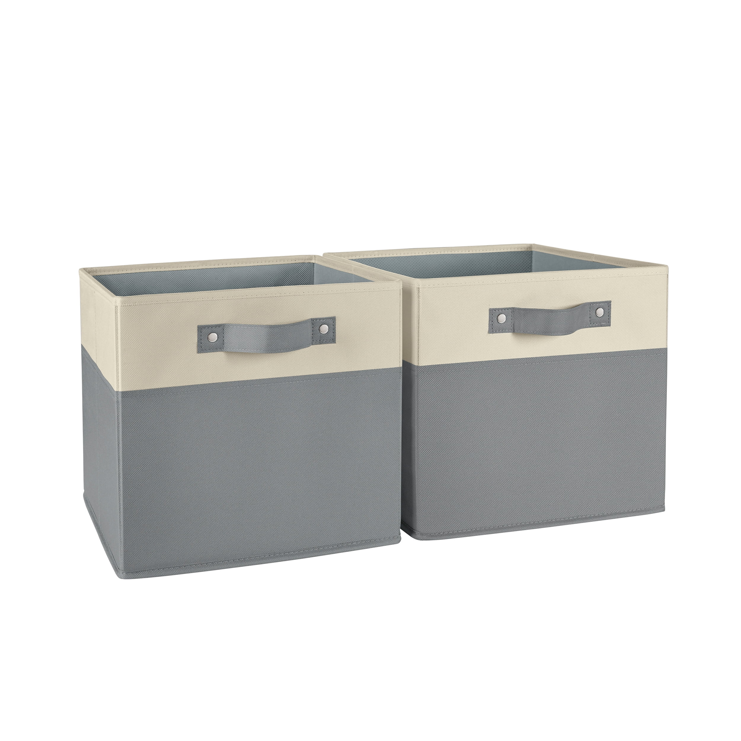 RiverRidge Kids 2pc Two-Tone Collapsible Cube Fabric Storage Bins with Handles - Gray