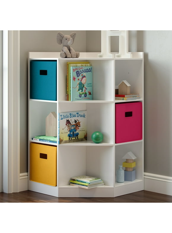 RiverRidge Kids 6-Cubby, 3-Shelf Corner Cabinet - White
