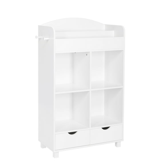 RiverRidge Kids Book Nook Cubby Toy Storage Cabinet with Bookshelf - White