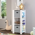 thumbnail image 1 of RiverRidge Kids Bookshelf Toy Organizer Tower with 3 Cubbies 6 Bookracks and 2 Gray Bins, 1 of 10