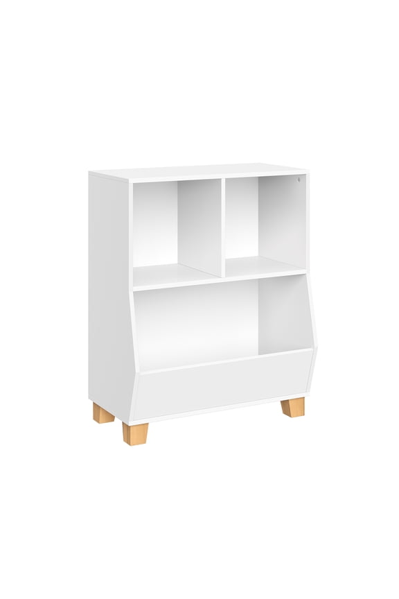 Kids Catch-All 24in Cubby Bookshelf and Toy Bin Storage Organizer - White