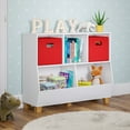 thumbnail image 1 of RiverRidge Kids Catch-All 35in Cubby Bookshelf and Toy Storage Organizer with 2 Red Bins, 1 of 10
