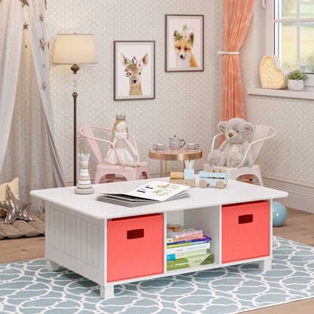 RiverRidge Kids Activity and Play Table Desk with 6 Storage Cubbies and 2 Coral Bins