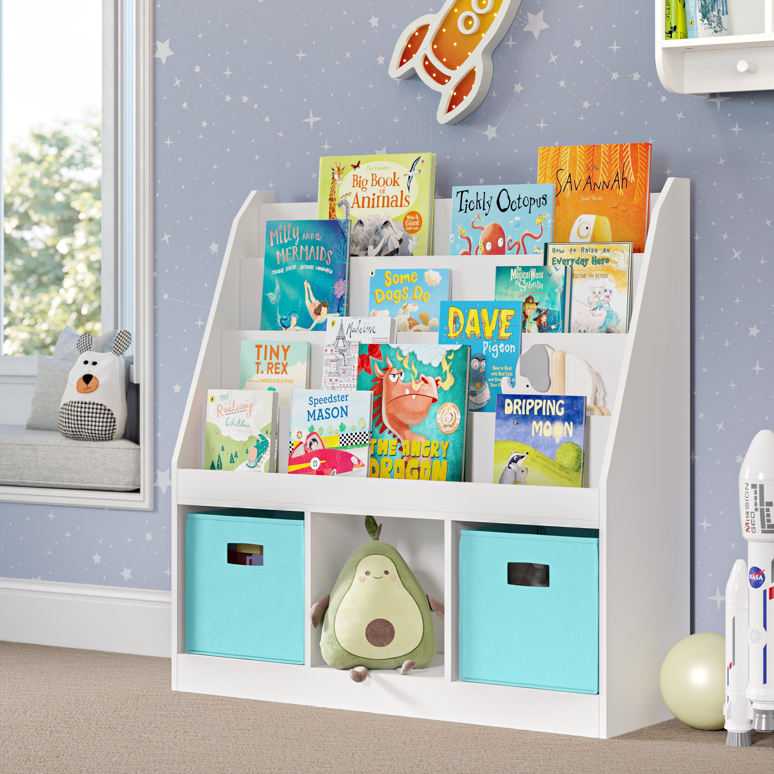 Free Shipping! RiverRidge Kids Playroom Bookrack with 3 Toy Organizer ...