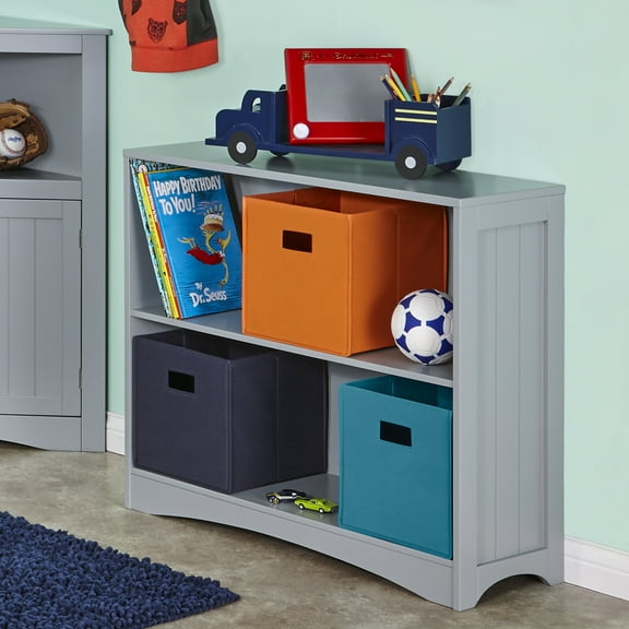RiverRidge Kids Horizontal Bookshelf Toy Organizer with Open Storage Shelves - Gray