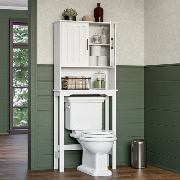 RiverRidge Monroe Over the Toilet Bathroom Spacesaver Medicine Cabinet Shelf - White