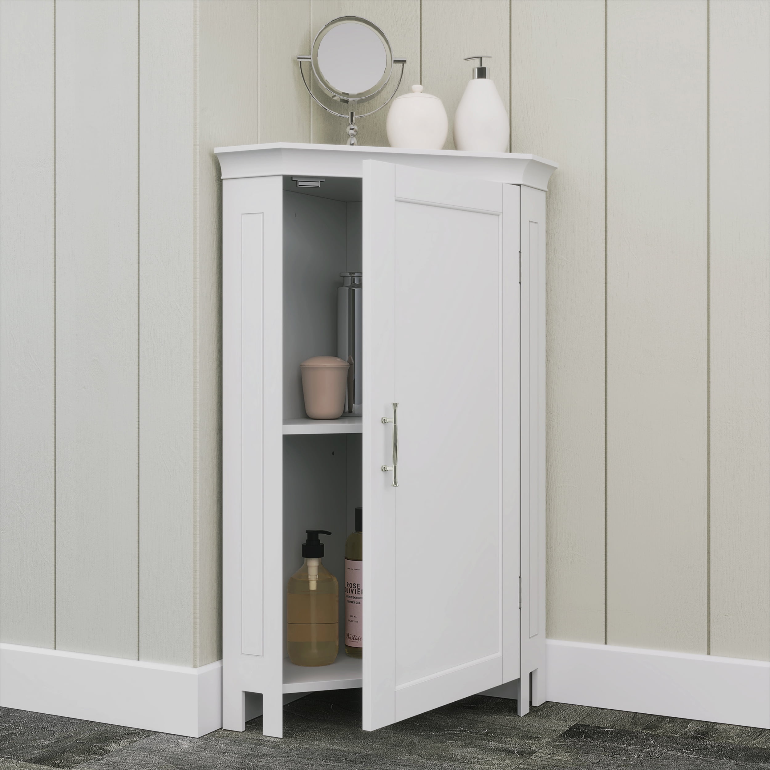 River Ridge Bathroom Corner Storage Cabinet, Floor Organizer with ...