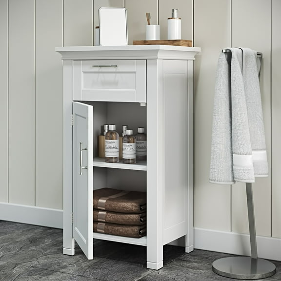 RiverRidge Somerset 1-Door Bathroom Laundry Storage Cabinet with Adjustable Shelf - White