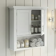 RIVERRIDGE HOME RiverRidge Somerset Two-Door Bathroom and Laundry Wall Mount Storage Medicine Cabinet with Open and Adjustable Shelf - White
