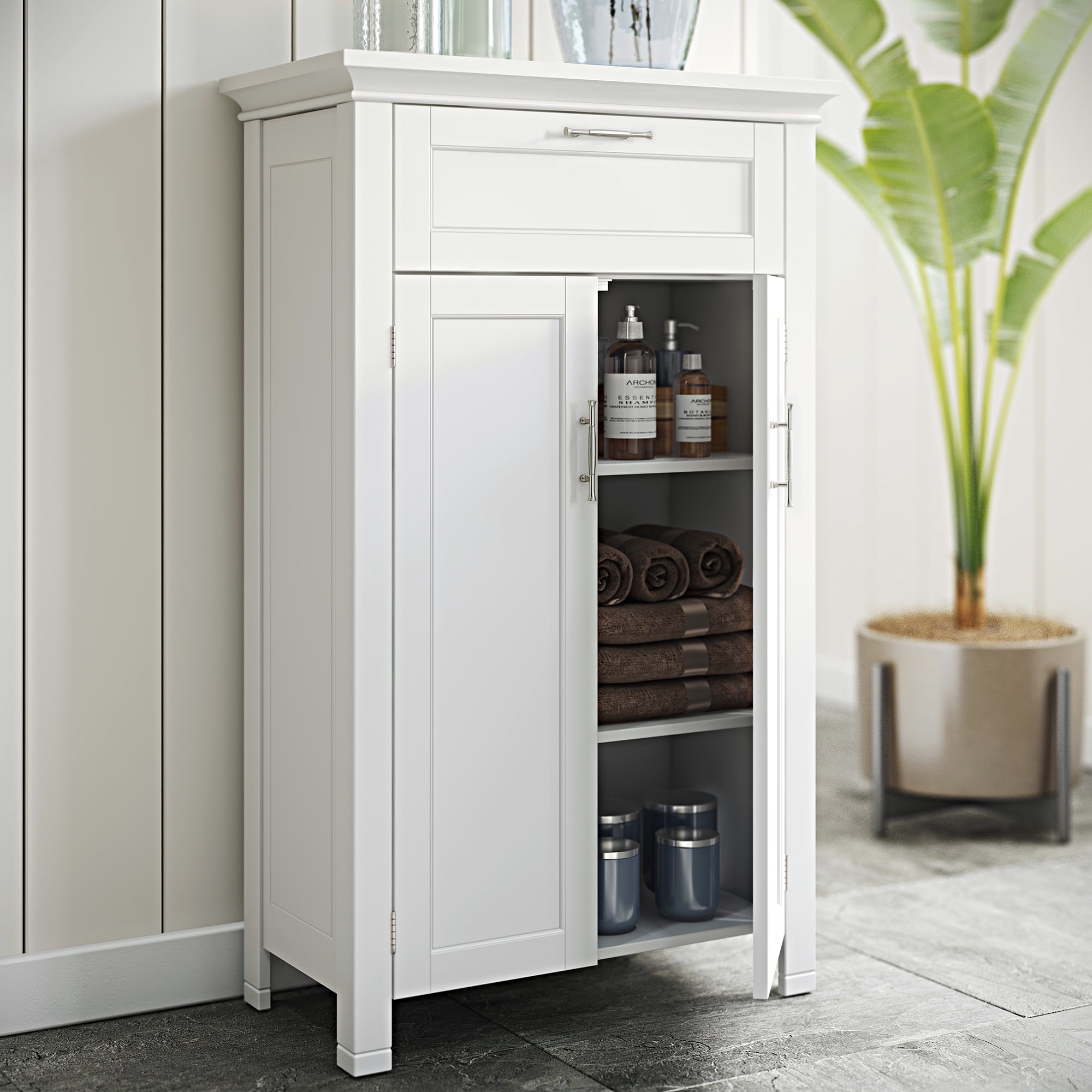 White MDF Storage Cabinet with Adjustable Shelves