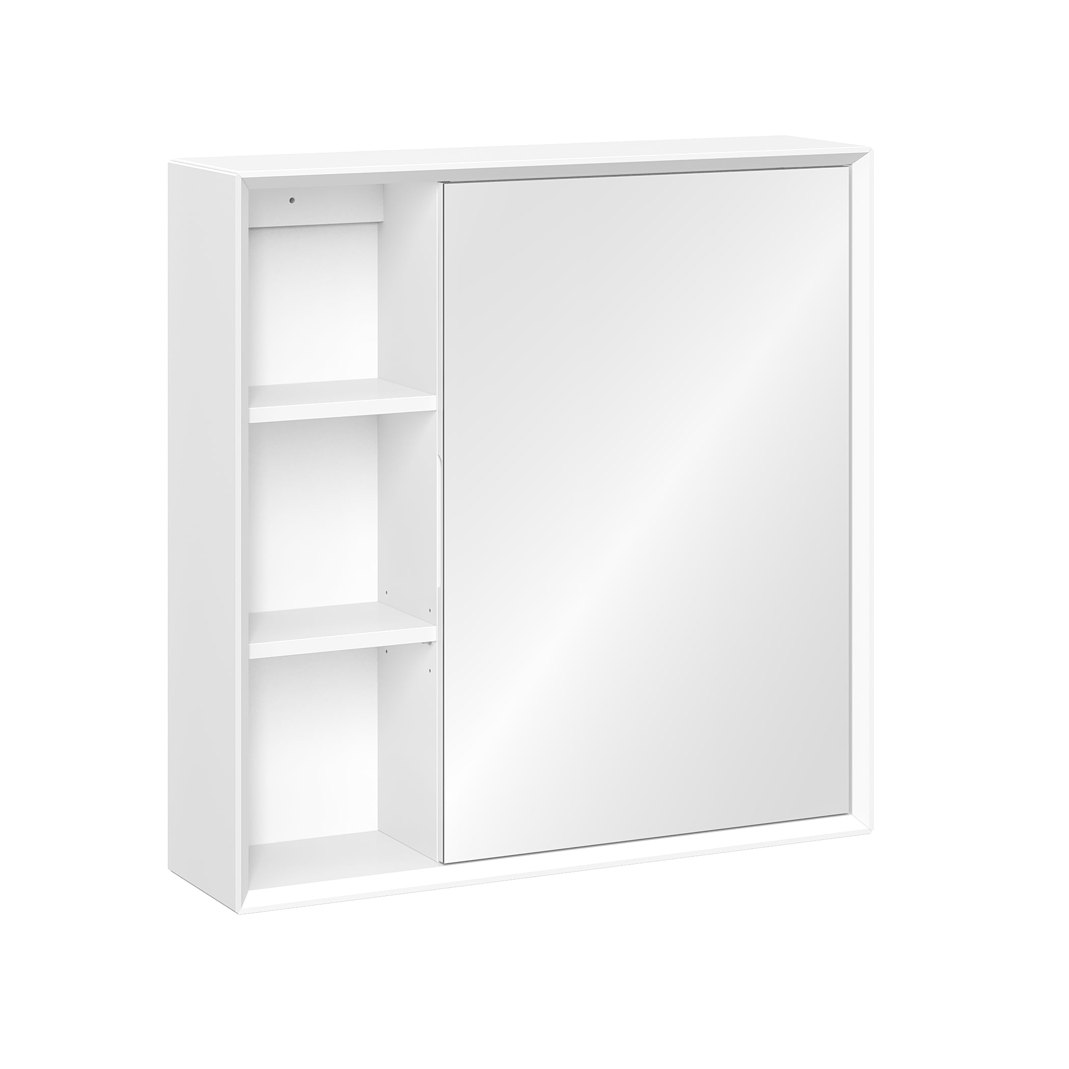 RiverRidge Wall Medicine Cabinet with Side Shelves, Soft-Close Hinges, and Mirror - White