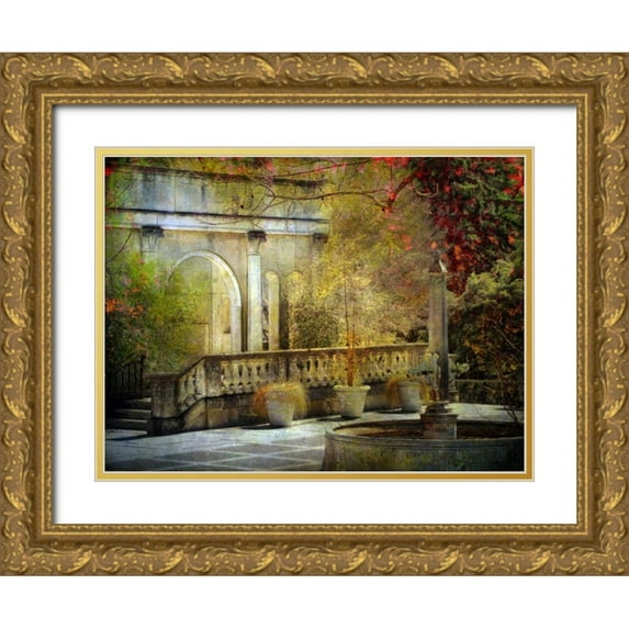 Rivera, John 24x19 Gold Ornate Wood Framed with Double Matting Museum Art Print Titled - Courtyard