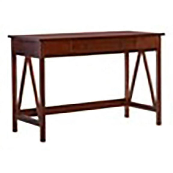 Riverbay Furniture 1-Drawer Transitional Wood Desk in Antique Tobacco
