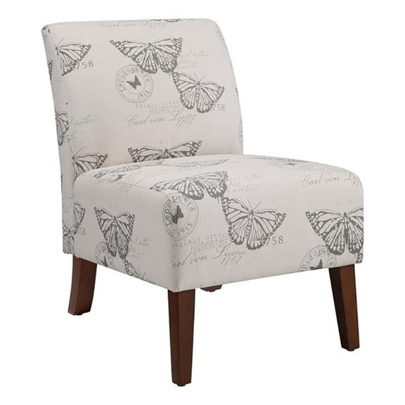 Riverbay Furniture 17.5'' Contemporary Fabric Animal Print Slipper Chair in Gray