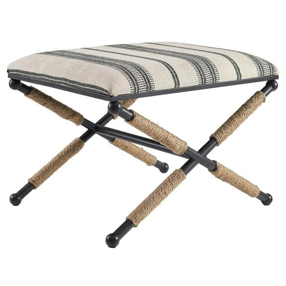 Riverbay Furniture 17" Modern Metal Accent Stool with Rope Detail in Black