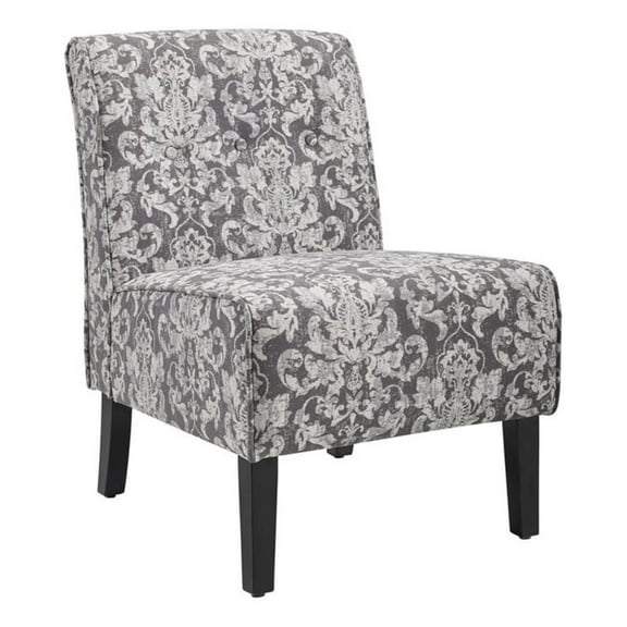Riverbay Furniture 18.25'' Modern Fabric Floral Pattern Slipper Chair in Gray