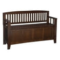 thumbnail image 1 of Riverbay Furniture 18" Flip Top Slat Back Wood Storage Bench in Walnut Brown, 1 of 21