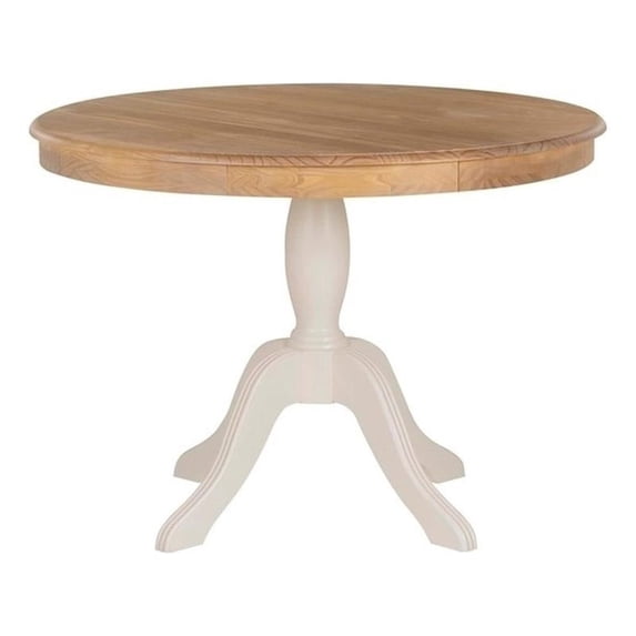 Riverbay Furniture Solid Wood Natural Brown and White Dining Table Round Farmhouse Style 42" Unassembled