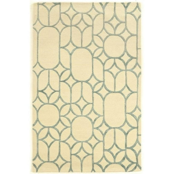 Riverbay Furniture 2' x 3' Hand Tufted Rug in Ivory and Turquoise