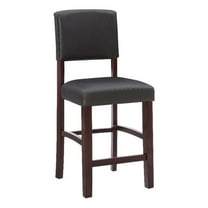 Riverbay Furniture 24.17" Faux Leather & Wood Counter Stool in Espresso/Brown