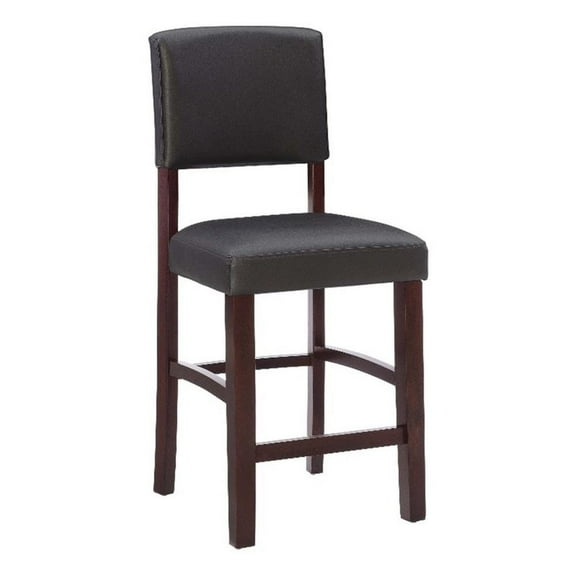 Riverbay Furniture 24.17" Faux Leather & Wood Counter Stool in Espresso/Brown