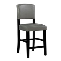 Riverbay Furniture 24.17" Wood/Faux Leather Counter Stool in Dove Gray/Black