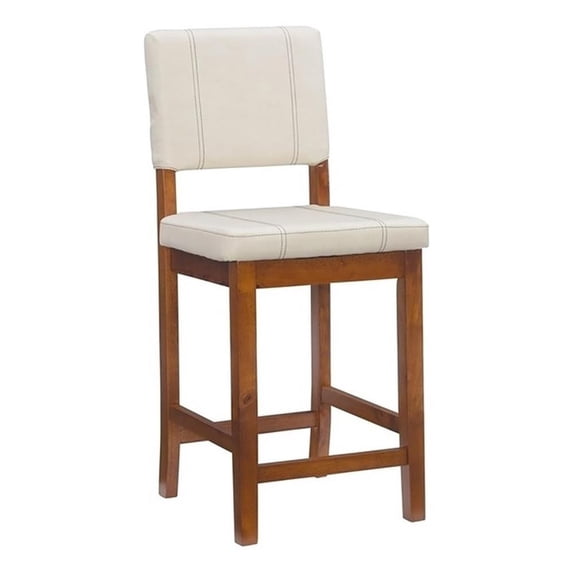 Riverbay Furniture 24.8" Transitional Wood Counter Stool in Cream