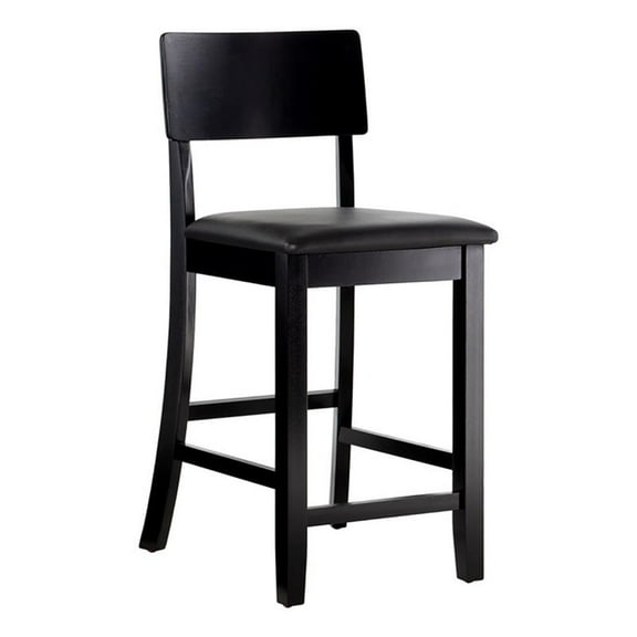 Riverbay Furniture 25" Contemporary Wood/Faux Leather Counter Stool in Black