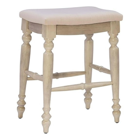 Riverbay Furniture 25" Transitional Wood/Fabric Backless Counter Stool in White