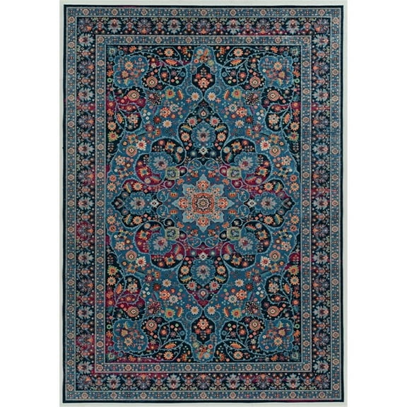 Riverbay Furniture 3'3" x 5' Area Rug in Navy and Blue