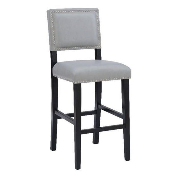 Riverbay Furniture 30" Faux Leather & Wood Bar Stool in Dove Gray/Black
