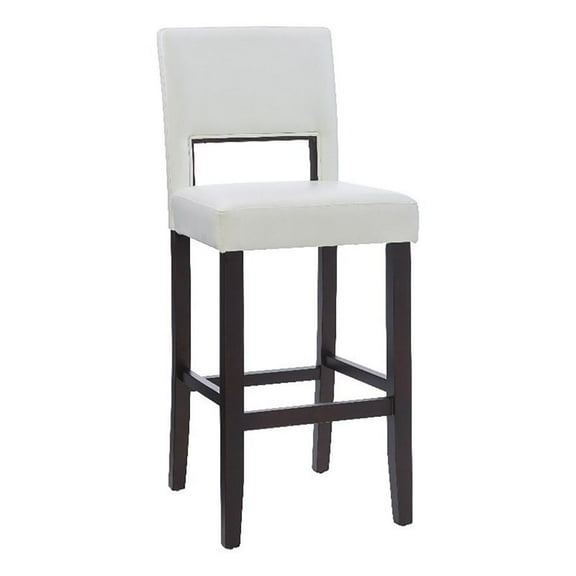 Riverbay Furniture 30" Faux Leather & Wood Bar Stool in White/Dark Espresso