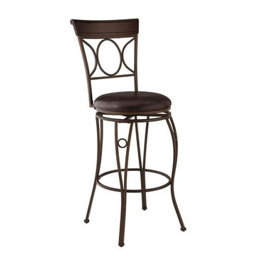 Riverbay Furniture 30" Iron Metal & Faux Leather Bar Stool in Bronze/Brown