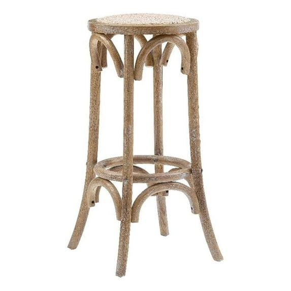 Riverbay Furniture 30" Round Retro Wood Backless Bar Stool in Washed Brown