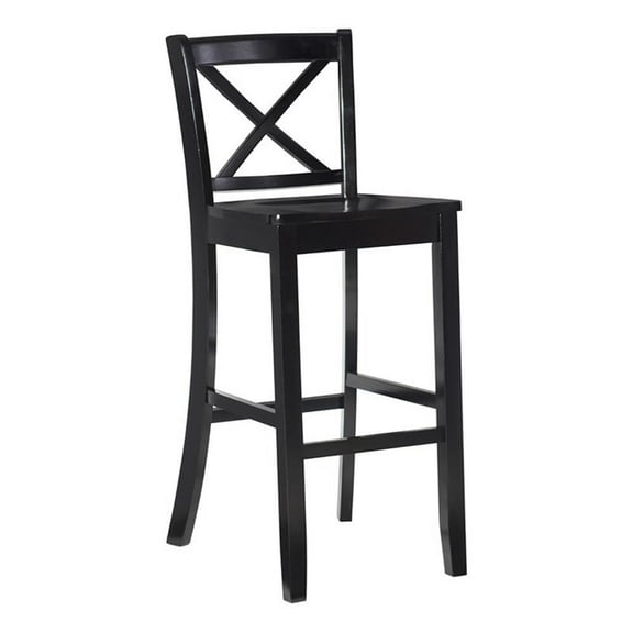 Riverbay Furniture 30" X-Back Transitional Wood Bar Stool in Espresso