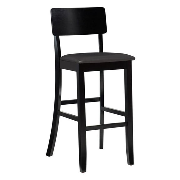 Riverbay Furniture 31" Contemporary Wood & Faux Leather Bar Stool in Black