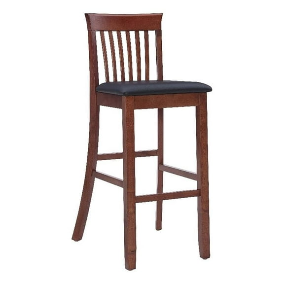 Riverbay Furniture 31" Faux Leather & Wood Bar Stool in Dark Cherry/Black