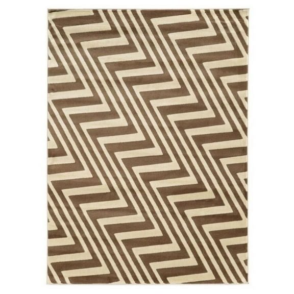 Riverbay Furniture 5'3" x 7' Zig Zag Rug in Ivory and Beige