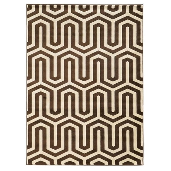 Riverbay Furniture 5'3" x 7' Zig Zag Rug in Ivory and Chocolate
